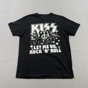 KISS T-Shirt Men's Medium Black Let Me Go Rock N Roll Music Tour Short Sleeve
